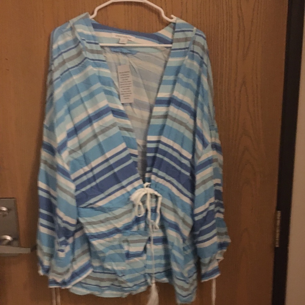 𝅺NEW never worn dreams co blue striped tassels robe 1x